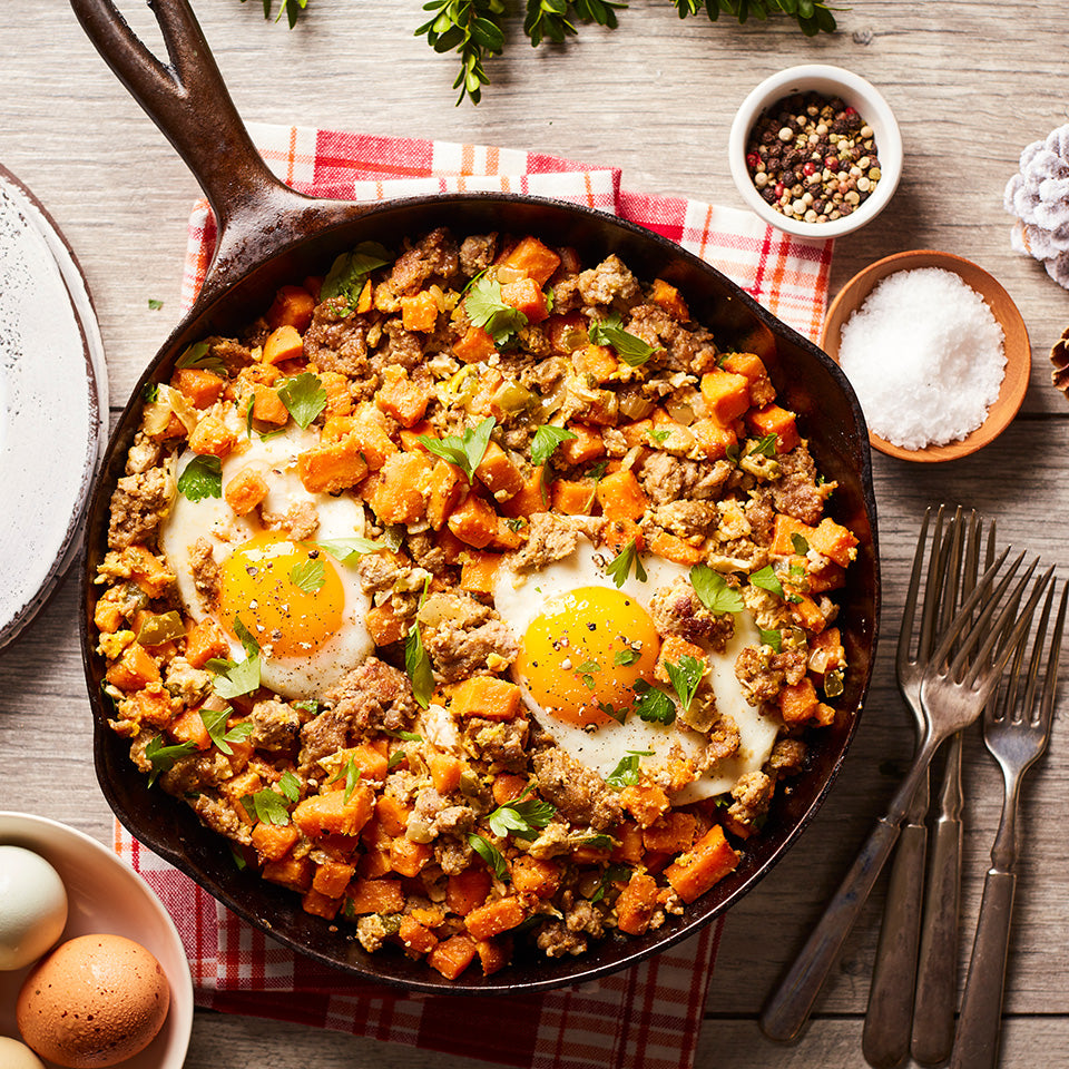bacon sausage sweet potato hash