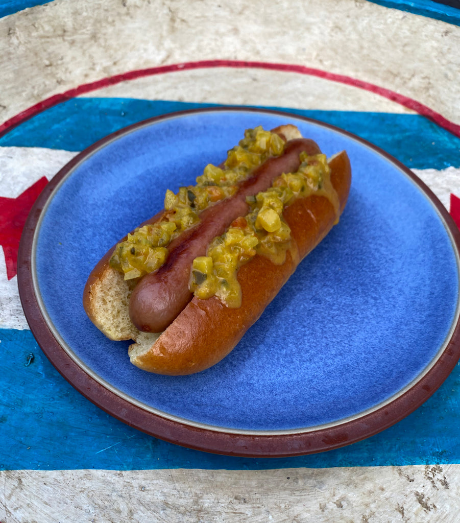 Chicago Style Hot Dog Close Up